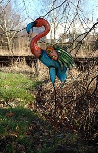 Gartenstecker Flamingo aus Metall