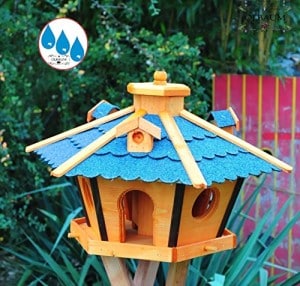 Holz Vogelhaus mit Futtersilo für Winterfütterung