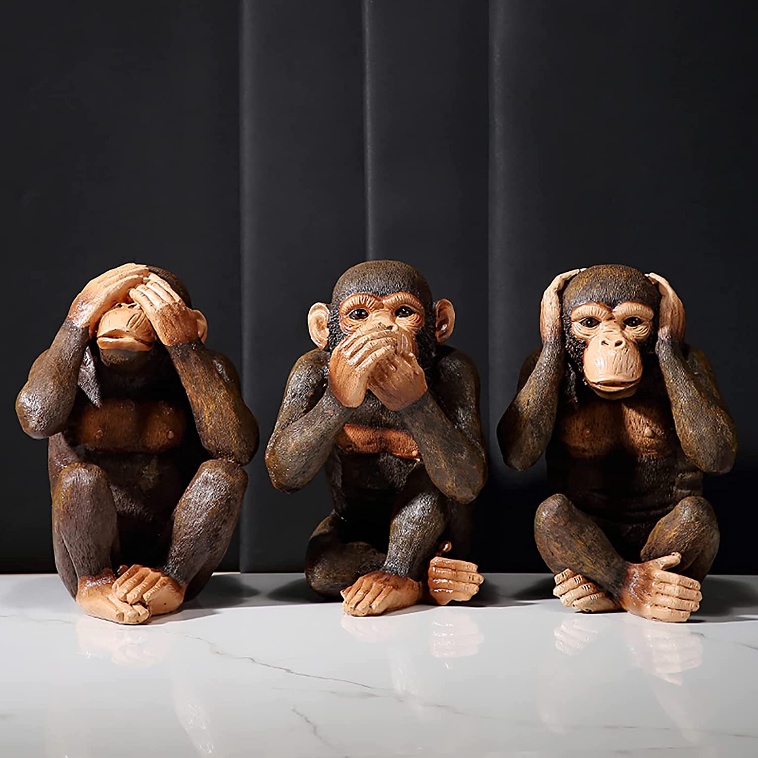 3 Deko Affen sitzend - "ich hör nix, ich seh nix, ich sag nichts"
