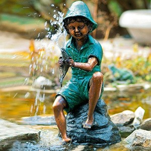 Wasserspiel Fischerjunge als Bronze