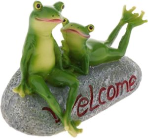 Deko Frosch Paar Welcome Schild