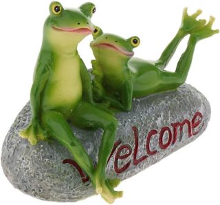 Deko Frosch Paar Welcome Schild