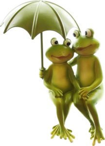 Kantenhocker Frosch Liebespaar mit Regenschirm