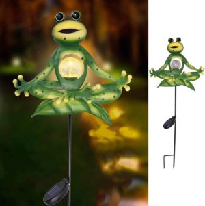 Solar Frosch mit LED Gartenstecker Teichdeko