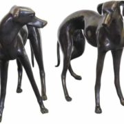 Windhund Paar - lebensgroße Skulptur aus Bronze