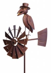 Gartenfiguren kaufen: Metall Windrad Rabe