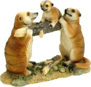 Gartenfigur Lemuren Familie mit Kinder