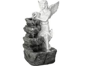 Brunnen mit Engel Wasserspiel Kunstharz Gartendeko