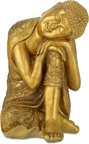 Große Buddha Gartenfigur: Gold, Steingrau oder Holz (60cm)