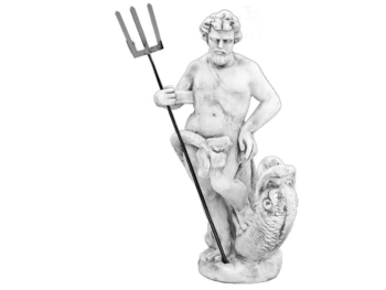 Neptun Steinguss Skulptur 75 cm Gartenfigur Meeresgott
