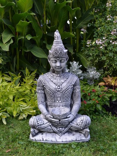 Großer Buddha Steinguss 80cm Dekofigur Gartenfigur