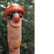 Lustiger zauberhafter Gartenwurm aus Keramik