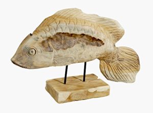Fisch aus Teakholz Skulptur ✅ liebevolle Handarbeit ✅ naturbelassen und witterungsbeständig ✅ Geschenkidee für Angler ✅ Gartenfigur Kaufftipp!