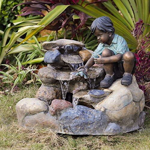 Springbrunnen Junge mit Schildkröte Wasserspiel