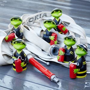 Zaunhocker Feuerwehr Frosch - Feuerwehrmann Geschenkidee (6er Set)