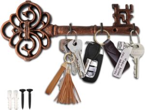 Vintage Schlüssel mit 3 Haken - Wandmontage - Rustikaler Aufhänger