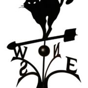 Wetterfahne Katze schwarz - Deko Windspiel Metall mit Kugellager