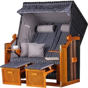 Strandkorb Ostsee gestreift/anthrazit aus Holz